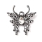 Brass Micro Pave Clear Cubic Zirconia Pendants, Butterfly, Black, 24x23x3.5mm, Hole: 1.8mm