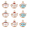 45Pcs 3 Style Zinc Alloy Enamel Pendant, Light Gold, Teapot, Mixed Color, 17x18x3mm, Hole: 1.8mm, 15pcs/style
