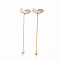 Brass Micro Pave Clear Cubic Zirconia Peg Bails Links, with Shell, for Half Drilled Beads, Heart, Nickel Free, Real 18K Gold Plated, 70x17x2mm, Hole: 0.7mm, Pin: 0.8mm
