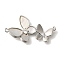 Brass Micro Pave Cubic Zirconia Pendants, Cadmium Free & Nickel Free & Lead Free, with Shell, Butterfly Charms, Platinum, 28x16x3mm, Hole: 2mm
