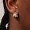 Elegant Brass Pave Clear Cubic Zirconia Clover Hoop Earrings, Real 18K Gold Plated, 15mm