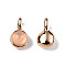 Natural Rose Quartz Charms, with Light Gold Plated Brass Findings, Round, 11.5x6.5x5mm, Hole: 2mm