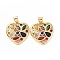 Brass Cubic Zirconia Pendants, Cadmium Free & Lead Free, Hollow Heart Charms, Golden, 21x20x3.5mm, Hole: 3x5mm