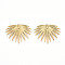 304 Stainless Steel Pendants, Ion Plating(IP), Fan Charms, Real 18K Gold Plated, 29x35x2mm, Hole: 1.6mm