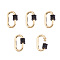 Brass Micro Pave Cubic Zirconia Screw Carabiner Lock Charms, for Necklaces Making, Quick Links, Oval, Gunmetal & Golden, 18.5x12x5.5mm, Screw: 5x5.5mm