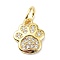 Brass Micro Pave Cubic Zirconia Charms, with Jump Ring, Long-Lasting Plated, Lead Free & Cadmium Free, Footprint, Real 18K Gold Plated, 10x8.5x2mm