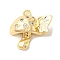 Brass Micro Pave Clear Cubic Zirconia Pendants, Cadmium Free & Nickel Free & Lead Free, Mushroom, Real 18K Gold Plated, 15x16x6mm, Hole: 1.5mm