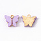 Alloy Acrylic Pendants, Butterfly, Light Gold, Plum, 14x16.5x3mm, Hole: 1.6mm