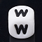 Food Grade Eco-Friendly Silicone Beads, Letter Style, Cube, Letter.W, 12x12x12mm, Hole: 2mm