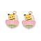Alloy Enamel Pendants, Bees Charm, Light Gold, Gold, 20x14x1mm, Hole: 1.8mm