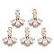Brass Micro Pave Cubic Zirconia Pendants, Long-Lasting Plated, Light Gold, Teardrop, Clear, 16x13x3.5mm, Hole: 1.5mm