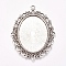 Tibetan Style Oval Pendant Cabochon Settings, Cadmium Free & Nickel Free & Lead Free, Antique Silver, Tray: 40x30mm, 61x48x3mm, Hole: 3mm