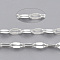 Brass Dapped Chains, Cable Chains, Soldered, Cadmium Free & Nickel Free & Lead Free, with Spool, Flat Oval, Silver Color Plated, 5.2x2.2x0.2mm, about 39.37 Feet(12m)/roll
