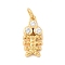 Brass Micro Pave Cubic Zirconia Pendants, Long-Lasting Plated, Cadmium Free & Lead Free, with Jump Ring, Real 18K Gold Plated, Fishbone, 17x8x3mm, Hole: 3.5mm