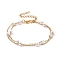 Round Plastic Imitation Pearl Beads Multi-strand Bracelets, with PVD Vacuum Plating 304 Stainless Steel Curb Chains, White, Golden, 6-1/4 inch(15.8cm)
