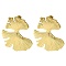 Ion Plating(IP) 304 Stainless Steel Dangle Stud Earrings, Gingko Leaf, Real 14K Gold Plated, 48x45.5mm