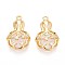 Brass Micro Pave Clear Cubic Zirconia Cat Eye Pendants, Real 18K Gold Plated, Nickel Free, Vegetables, 23x14.5x6mm, Hole: 1.5mm
