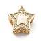 Rack Plating Brass with Cubic Zirconia European Beads and Enamel, Star, Large Hole Beads, Long-Lasting Plated, Lead Free & Cadmium Free, Seashell Color, 12x12x8mm, Hole: 4.5mm