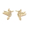 Brass Micro Pave Cubic Zirconia Pendants, Cadmium Free & Lead Free, Bird Charms, with Jump Ring, Real 18K Gold Plated, 23.5x24x3.5mm, Hole: 3mm