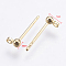 Brass Stud Earrings Findings, with Loop, Long-Lasting Plated, Nickel Free, Round, Real 18K Gold Plated, 13mm, Hole: 1.2mm, Pin: 0.7mm, Ball: 3mm in diameter