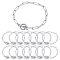 15Pcs 304 Stainless Steel Paperclip Chain Bracelets Set, with Toggle Clasps, Stainless Steel Color, 7-1/4 inch(18.5cm)