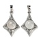 Natural Quartz Crystal Pendants, Rock Crystal Pendants, Rack Plating Brass Star Charms, Platinum, Cadmium Free & Lead Free, 32x20x9mm, Hole: 8x5mm