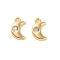 Brass Cubic Zirconia Charms, Moon, Real 18K Gold Plated, 12.5x8x2.5mm, Hole: 1.4mm