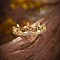 Crown Brass Micro Pave Clear Cubic Zirconia Finger Rings for Women, Golden, US Size 7(17.3mm)