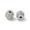 Brass Micro Pave Cubic Zirconia Beads, Nickel Free, Round, Platinum, 4.5x4mm, Hole: 1mm