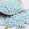 Macaron Color Opaque Frosted Glass Seed Beads, Peanut, Pale Turquoise, 6x3x3mm, Hole: 1.2mm, about 88pcs/10g