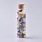 Glass Wishing Bottle, For Pendant Decoration, with Cat Eye Chip Beads Inside and Cork Stopper, 22x71mm
