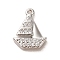Brass Micro Pave Cubic Zirconia Charms, Sail, Platinum, 11x9x2mm, Hole: 0.8mm