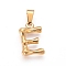 304 Stainless Steel Pendants, Bamboo Style, Letter, Ion Plating(IP), Real 18K Gold Plated, Letter.E, 18x12x3mm, Hole: 3x7mm
