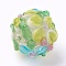 Handmade Lampwork Beads, Rondelle with Flower, Bumpy, Colorful, 14~15x12~13mm, Hole: 1.5~1.8mm