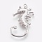 Brass Micro Pave Cubic Zirconia Pendants, Long-Lasting Plated, Sea Horse, Lead Free & Nickel Free & Cadmium Free, Clear, Real Platinum Plated, 34x20x3mm, Hole: 4mm