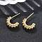 C-Shaped Brass Stud Earrings, Real 18K Gold Plated, 15x21x5mm