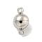 Brass Magnetic Clasps with Loops, Cadmium Free & Nickel Free & Lead Free, Round, Platinum, 14x8x8mm, Hole: 1.8mm