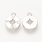 Brass Charms, Nickel Free, Real Platinum Plated, Compass, 10x8x1mm, Hole: 1mm