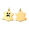 Halloween Ion Plating(IP) 304 Stainless Steel Charms, with Enamel and Jump Ring, Golden, Ghost Charm, Black, 15x13.5x1.5mm, Hole: 2.6mm