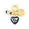 Brass Pave Clear Cubic Zirconia European Dangle Charms, Cadmium Free & Lead Free, Camera Heart Compass Large Hole Charms with Blue Enamel, Real 18K Gold Plated, Heart, 28mm, Hole: 4.5mm