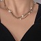 Shimmering Natural Freshwater Pearl & Synthetic Non-magnetic Hematite Beaded Necklaces, Stainless Steel Collarbone Chain Necklaces, Gold