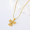 3Pcs Elegant Hollow Heart Bowknot Stainless Steel Pendant Necklaces for Women, Golden, 15.75 inch(40cm)