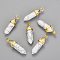 Synthetic Howlite Double Terminated Pointed Pendants, with Random Alloy Pendant Hexagon Bead Cap Bails, Bullet, Golden, 37~40x12.5x10mm, Hole: 3x4.5mm