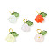 Frosted Acrylic Flower Pendants, with Brass Jump Rings Finding, Mixed Color, 13.5x12.5x9mm, Hole: 3.5mm