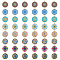 48Pcs 8 Styles Printed Alloy Pendants, Cadmium Free & Nickel Free & Lead Free, Flat Round with Flower Pattern, Mixed Color, 21.5x18x3mm, Hole: 1.8mm, 6pcs/style