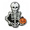Halloween Single Face Printed Wood Big Pendants, Skull Charms, Snow, 54x43x2.5mm, Hole: 2.5mm