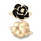 Brass Connector Rhinestone Settings, with Black Enamel, Flower Links, Cadmium Free & Nickel Free & Lead Free, Real 18K Gold Plated, Fit for 2mm Rhinestone, 15x21.5x6mm, Hole: 1.2mm