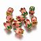 Alloy Bead Caps, with Enamel, 5-Petal, Light Gold, Light Salmon, 11x8mm, Hole: 2mm