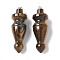 Natural Tiger Eye Pendants, Cone Charms, with Brass Findings, Platinum, 53.5~55.5x18~18.5mm, Hole: 7x5.5mm
