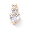 Eco-Friendly Brass Clear Cubic Zirconia Pendants,  Cadmium Free & Lead Free, Real 18K Gold Plated, 20x8.5x6.5mm, Hole: 0.9mm